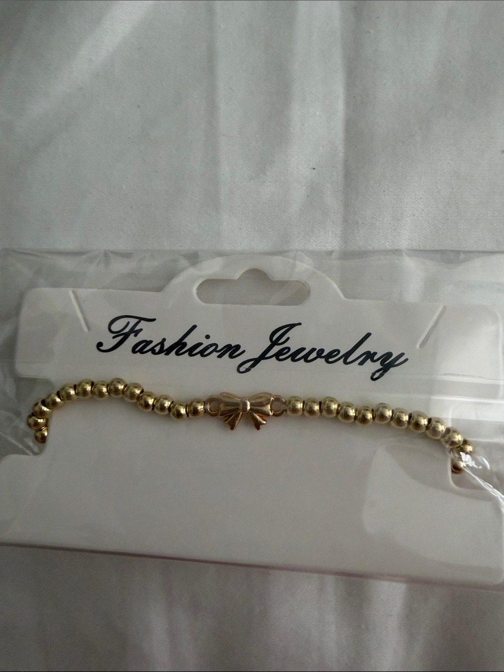 Fashion Jewelry Gold Beaded Bracelet with Bow Accent